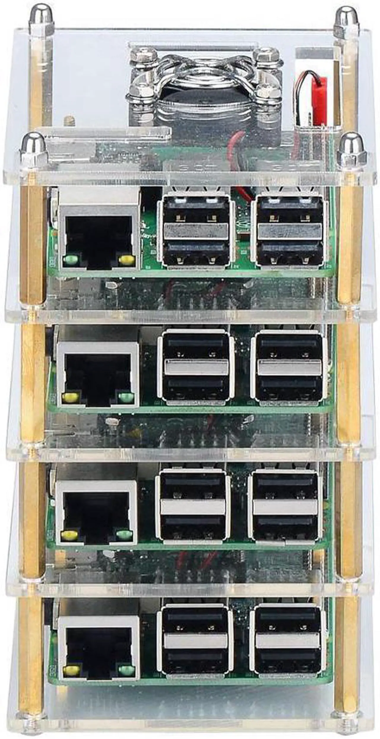 Alt view image 3 of 7 - Raspberry Pi Cluster Case, Raspberry Pi Case with Cooling Fan and Raspberry Pi Heatsink for Raspberry Pi 3 Model B+, Pi 3 B, Pi 2 B, Pi B+ (4-Layers)