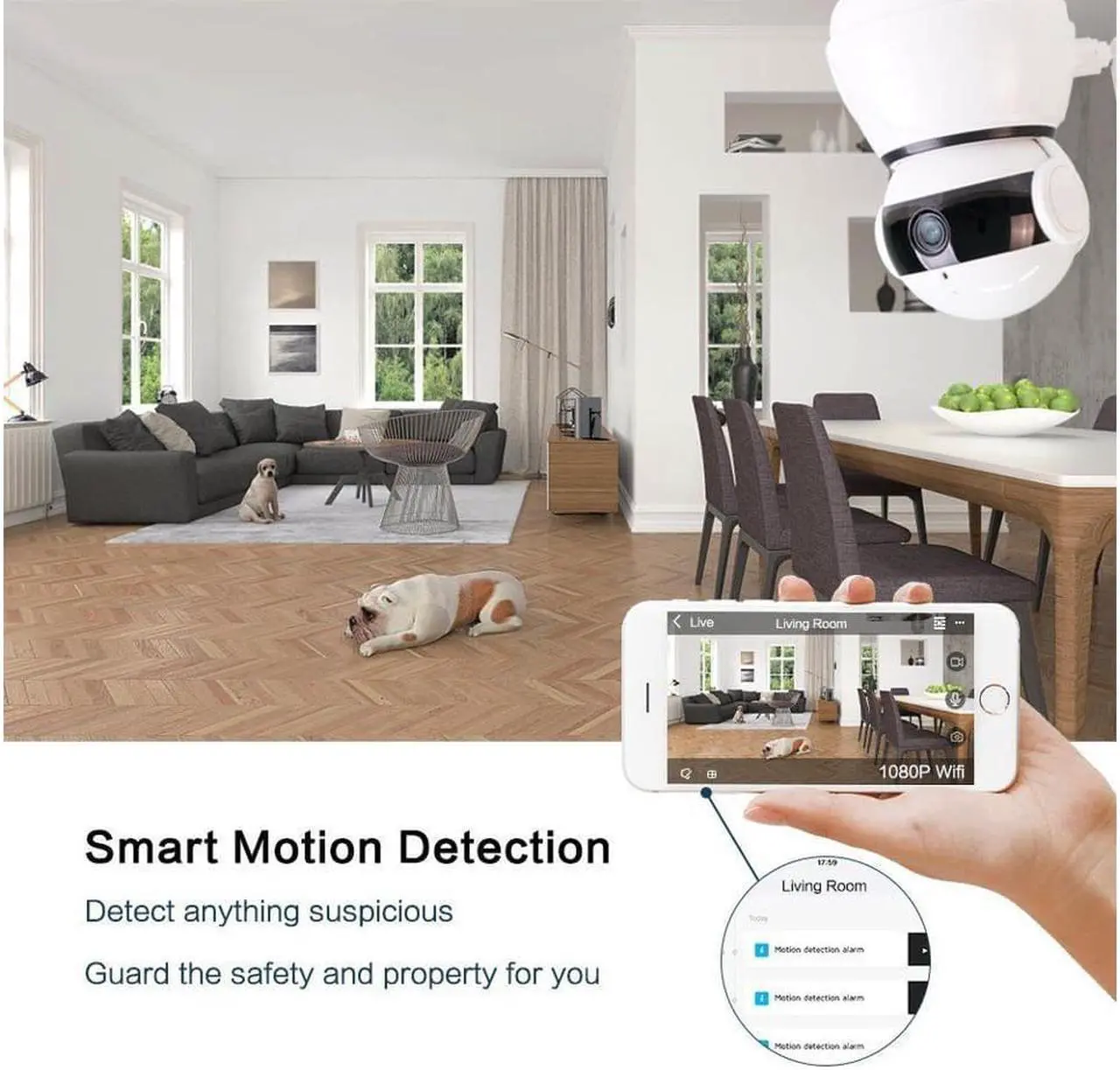 Alt view image 5 of 7 - Wireless 1080P Security Camera, WiFi Home Surveillance IP Camera for Baby/Elder/Pet/Nanny Monitor, Pan, Two-Way Audio & Night Vision
