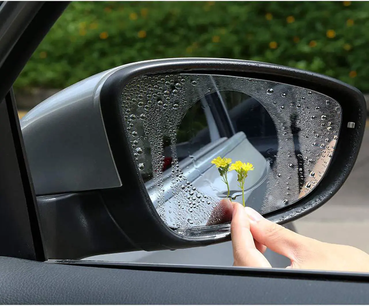 Alt view image 5 of 7 - Car Rearview Mirror Protective Film Waterproof Film Anti-Fog HD Car Rearview Mirror Decal Rainproof Anti-Glare Anti-Scratch Clear Protective Film for Car Rearview Side Mirror Glass -Pack of 2PCS