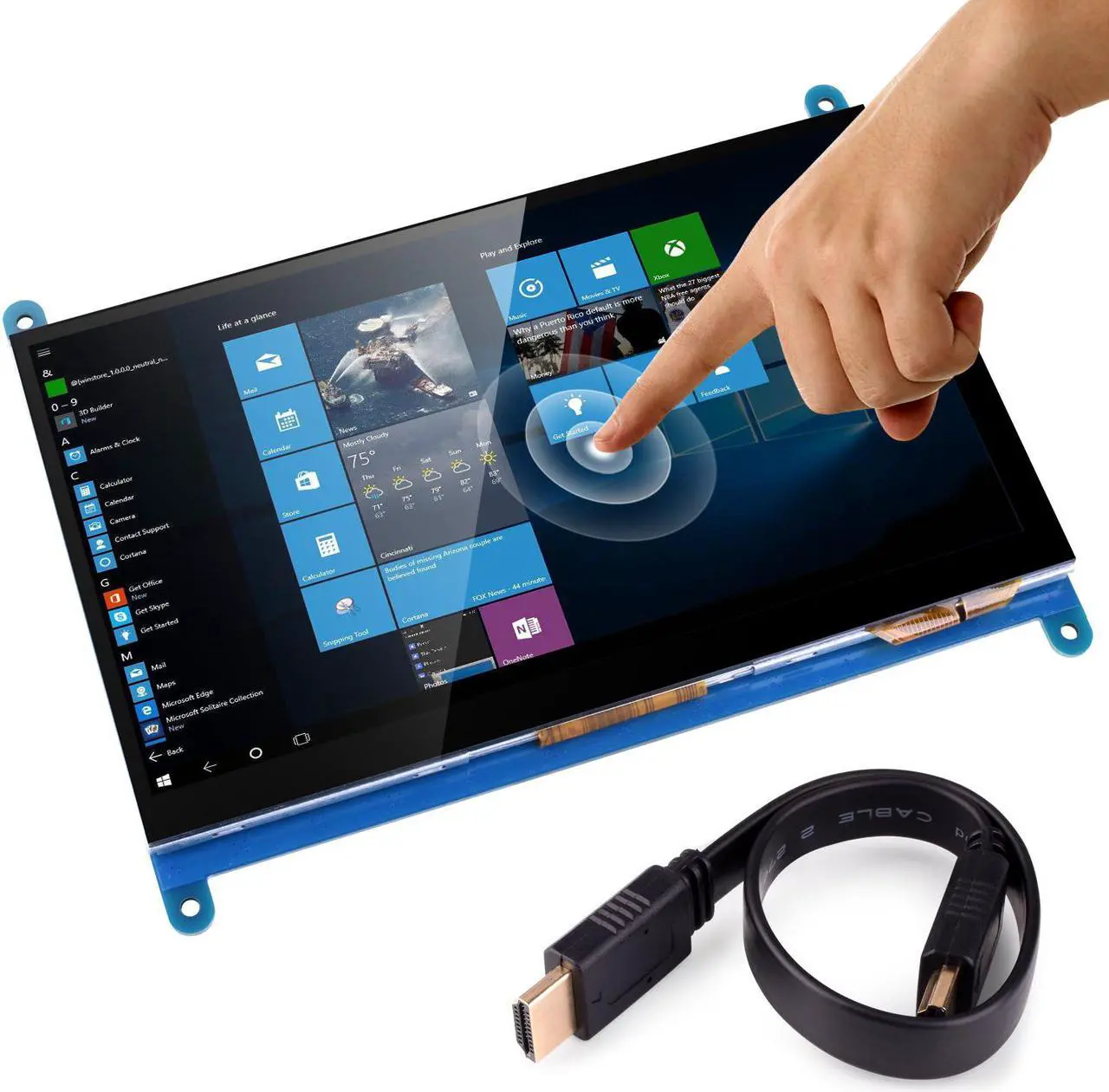 Main image of WERLEO 7 Inch Capacitive Touch Screen TFT LCD Display HDMI Module 800x480 for Raspberry Pi 3 2 Model B and RPI 1 B+ A BB Black PC Various Systems