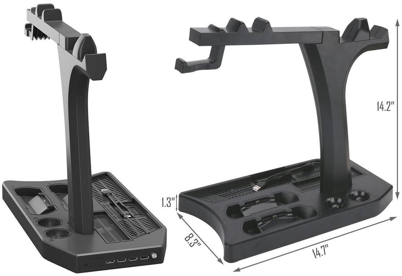 Alt view image 7 of 7 - PlayStation Vertical Stand Werleo PS4 Charging Station Cooling Fan Cooler PSVR Headset Storage Holder Charger Dock for DualShock & PS VR Move Motion Controller 4Port USB Hub for PS4 Slim Pro