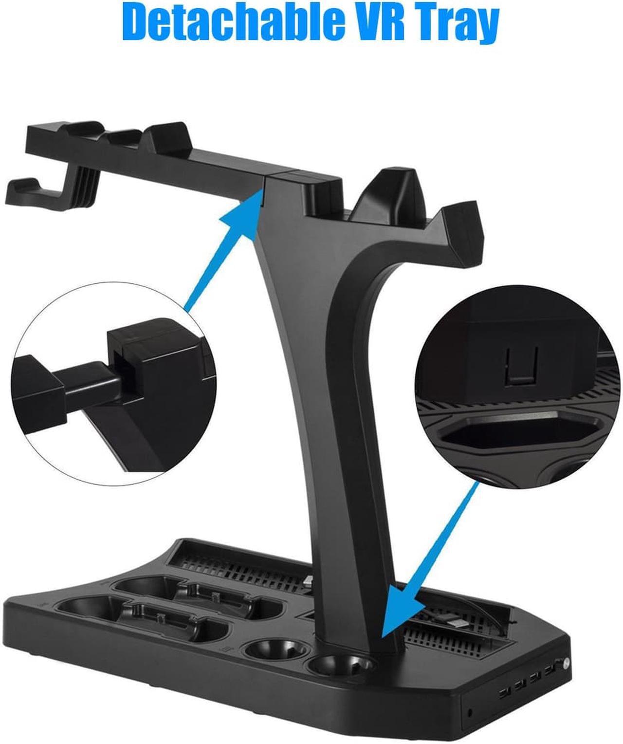 Alt view image 3 of 7 - PlayStation Vertical Stand Werleo PS4 Charging Station Cooling Fan Cooler PSVR Headset Storage Holder Charger Dock for DualShock & PS VR Move Motion Controller 4Port USB Hub for PS4 Slim Pro