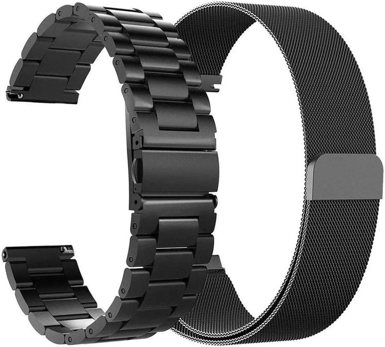Alt view image 4 of 7 - Compatible Galaxy Watch (42mm)/Galaxy Watch Active Bands Sets, 20mm 2 Pack Stainless Steel Band+ Mesh Loop Band Bracelet Strap for Compatible Galaxy Watch 42mm/Ticwatch E/Galaxy Watch Active 40mm