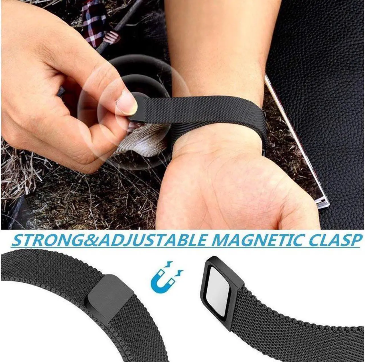 Alt view image 3 of 7 - Compatible Galaxy Watch (42mm)/Galaxy Watch Active Bands Sets, 20mm 2 Pack Stainless Steel Band+ Mesh Loop Band Bracelet Strap for Compatible Galaxy Watch 42mm/Ticwatch E/Galaxy Watch Active 40mm