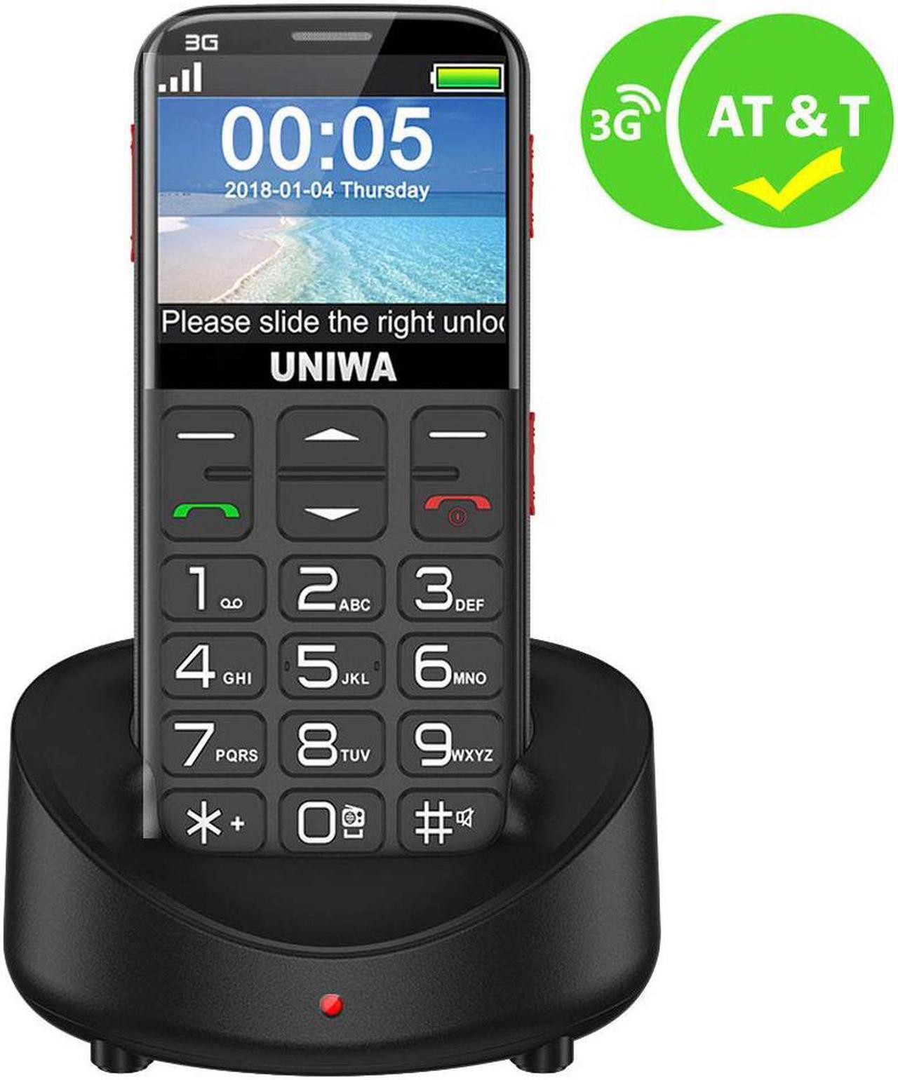 Main image of UNIWA Unlocked Cell Phone 3G Senior Cell Phone WCDMA GSM Cell Phone for Senior Citizen & Kids 2.31” Curved Screen Embossed Keyboard Big Button Big Font SOS Emergency Simple Phone with Charging Dock