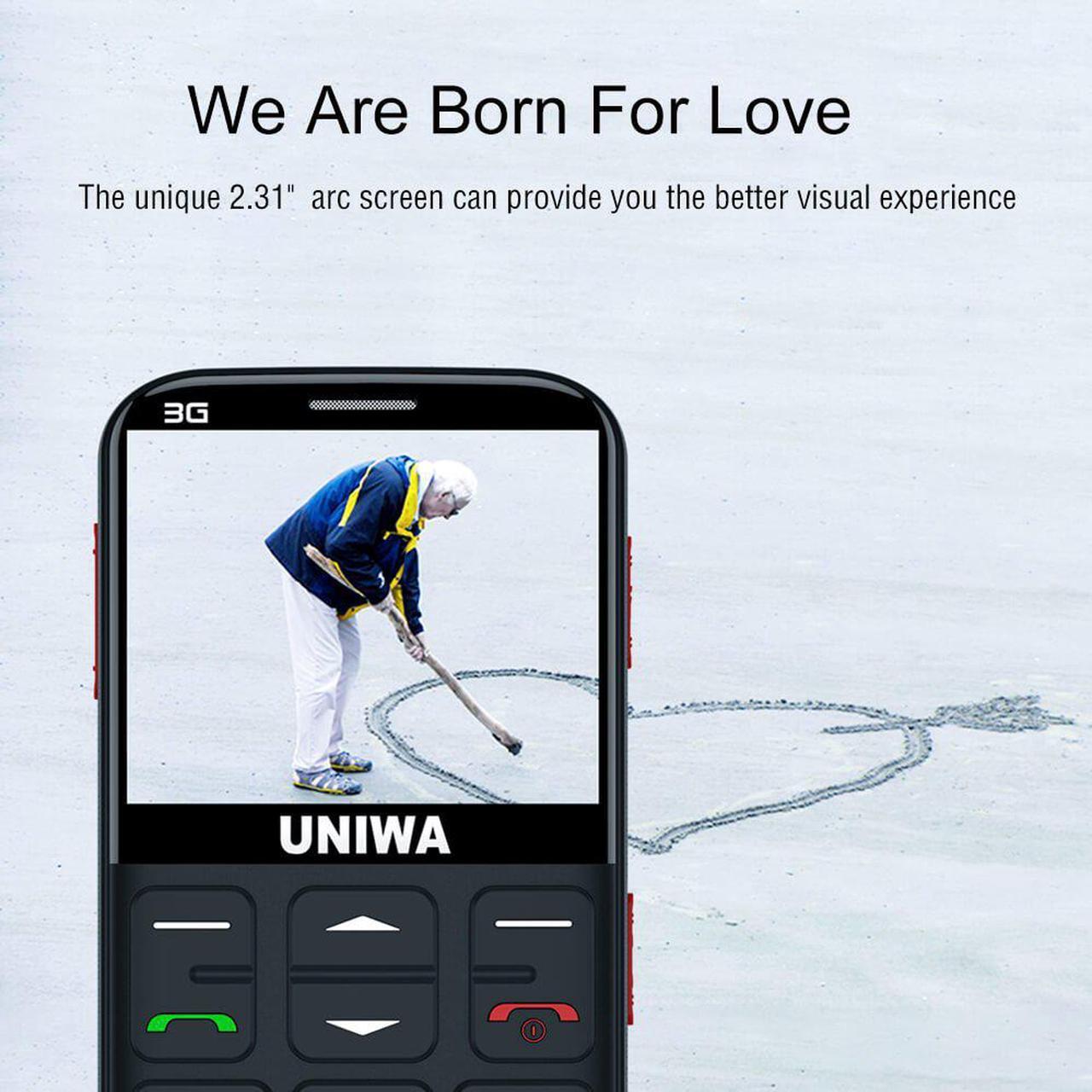 Alt view image 2 of 7 - UNIWA Unlocked Cell Phone 3G Senior Cell Phone WCDMA GSM Cell Phone for Senior Citizen & Kids 2.31” Curved Screen Embossed Keyboard Big Button Big Font SOS Emergency Simple Phone with Charging Dock