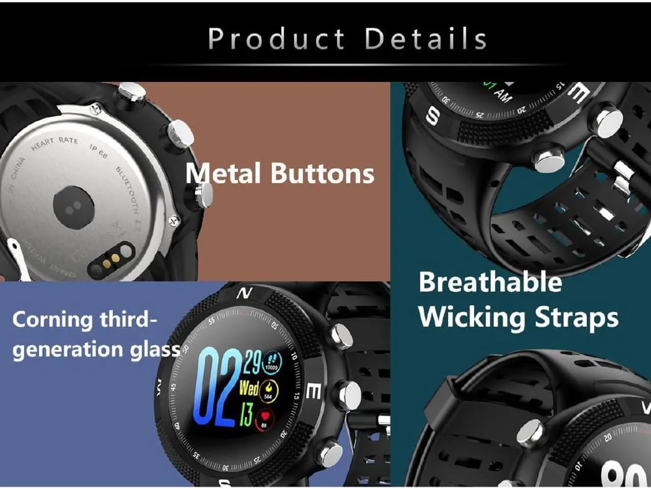 Alt view image 3 of 7 - Fitness Tracker Bluetooth Watch Activity Tracker Smart Band with Heart Rate Monitor Waterproof Bracelet Pedometer Wristband for Android and iOS