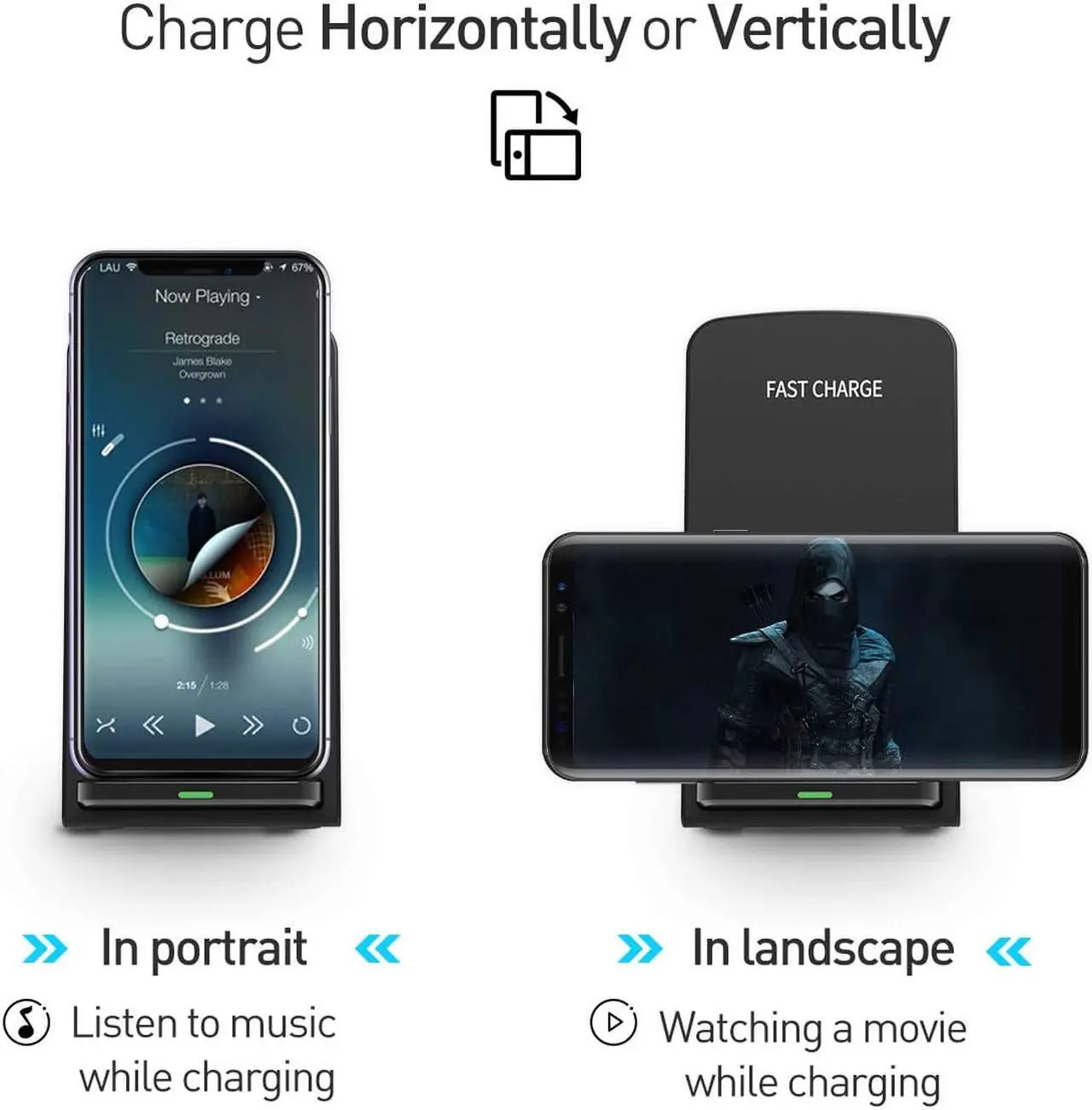Alt view image 6 of 7 - Werleo Qi Wireless Charger 10W Fast Wireless Charger for Samsung Galaxy S10 S10+ S10E S9 Note 9 Qi Certified Compatible iPhone Xs Max Xs XR X 8 8 Plus 5W for All Qi-Enabled Phones - No AC Adpater