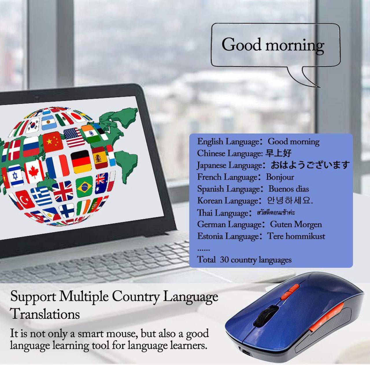 Alt view image 3 of 7 - Wireless Voice Mouse Smart AI Wireless Voice Mouse Support Voice Typing Searching Translation One-Click Translate Muti-Languages 2.4G Hz Voice Mouse for Windows Laptop PC Computer