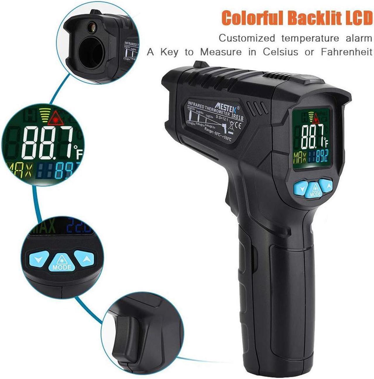 Alt view image 3 of 7 - Infrared Thermometer Non-Contact Digital Laser IR Temperature Gun for Kitchen Meat Food Cooking BBQ Automotive Industrial Thermostat with Flashlight HD Backlight LCD Temp Display