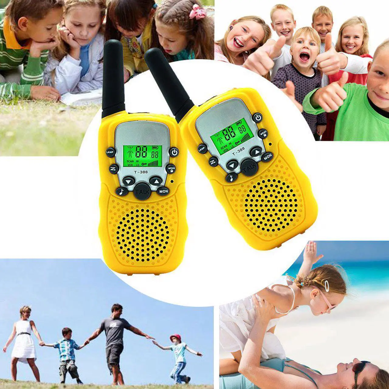 Alt view image 7 of 7 - Kids Walkie Talkie Two Ways Radio Toy Walkie Talkie for Kids 3 Miles Range 22 Channels Built in Flash Light FRS GMRS Handheld Mini Walkie Talkie for Outdoor Adventures Camping Hiking - 2 Packs