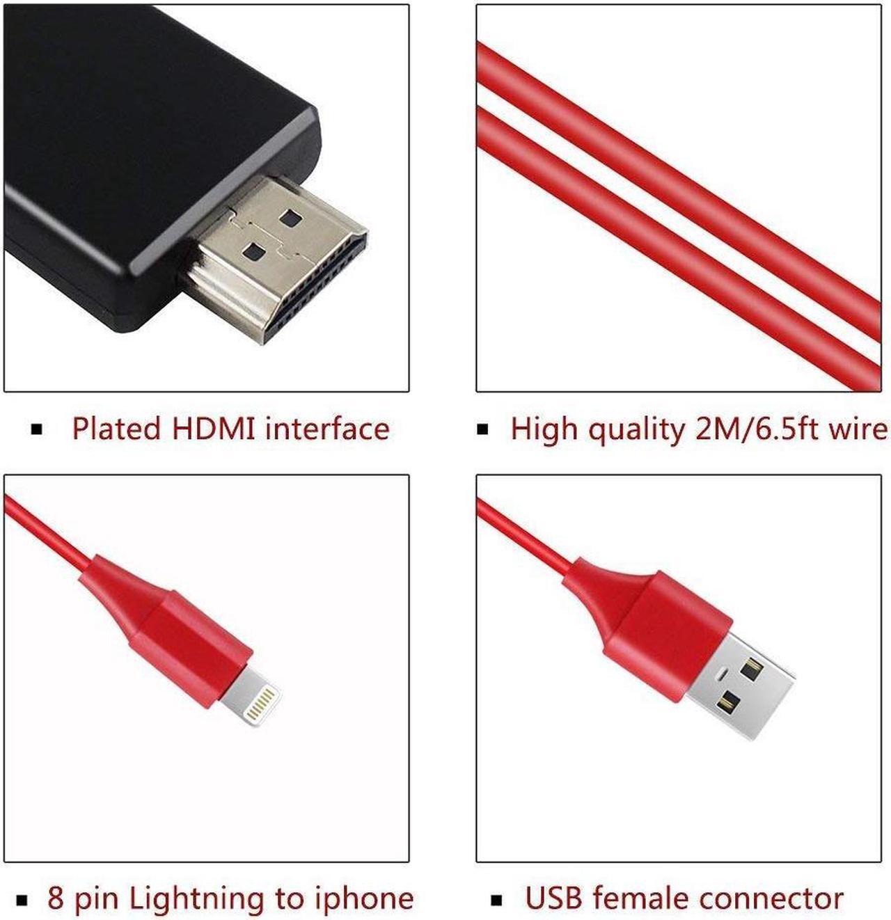 Alt view image 4 of 7 - WERLEO Compatible with iPhone iPad to HDMI Adapter Cable 1080P Digital AV HDMI Adaptor Connector Cord for iPhone Xs Max XR X 8 7 6 Plus iPad Pro Air Mini iPod - Plug and Play