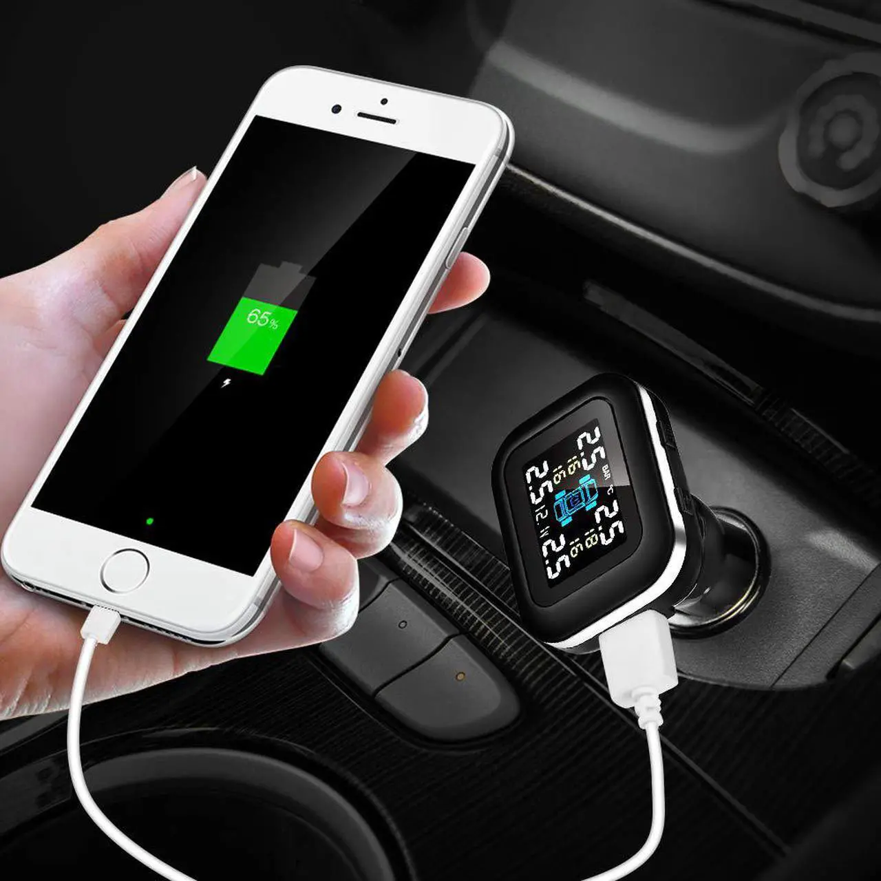 Alt view image 3 of 7 - WERLEO TPMS Wireless Tire Pressure Monitoring System with 4 DIY Sensors Real-time Displays 4 Tires' Pressure and Temperature TPMS - External TPMS4