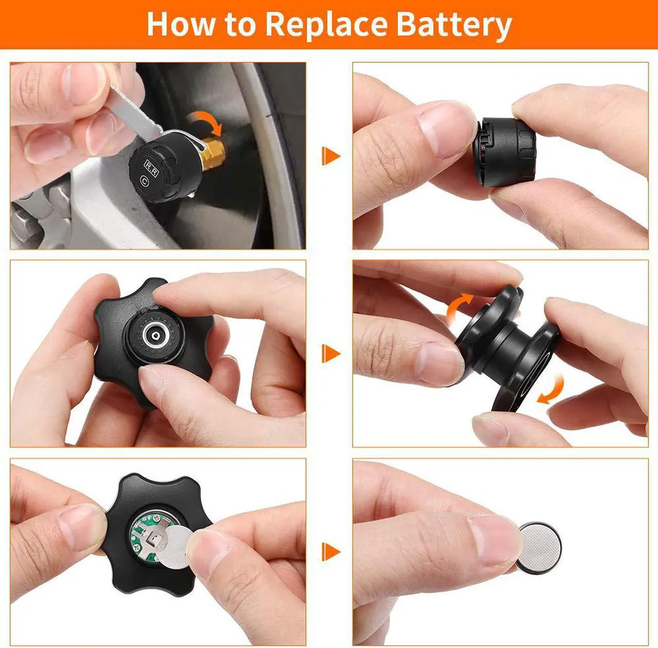 Alt view image 6 of 7 - WERLEO TPMS Wireless Tire Pressure Monitoring System with 4 DIY Sensors Real-time Displays 4 Tires' Pressure and Temperature TPMS - External TPMS4