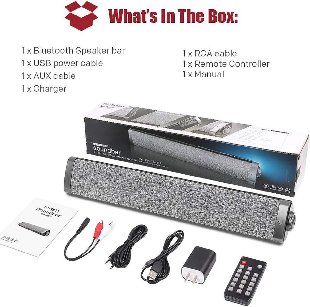 Alt view image 7 of 7 - Bluetooth Sound Bar Wired and Wireless Home Theater TV Triangle Speaker Bar with Remote Control TF Card Surround SoundBar for TV / PC / Phones  /Tablets - 2 X 5W Compact Sound Bar 2.0 Channel