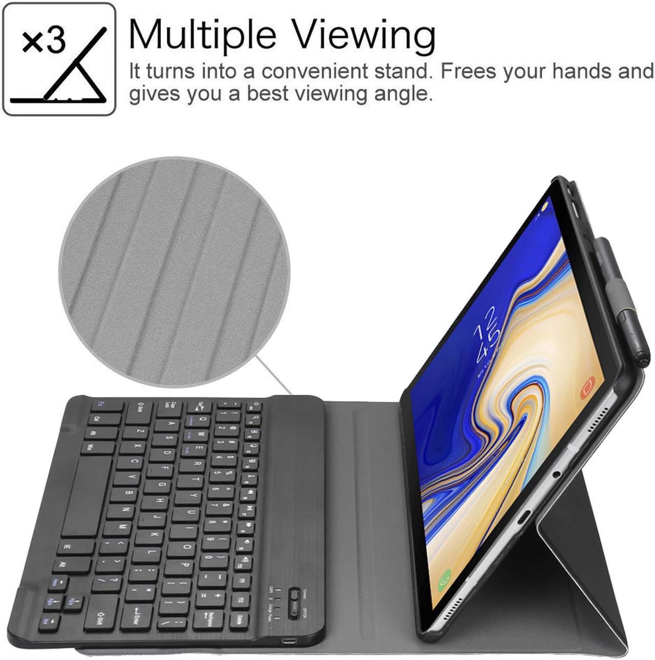 Alt view image 5 of 7 - Galaxy Tab S4 10.5 Keyboard Case with S Pen Holder Slim Shell Lightweight Stand Case with Detachable Wireless Bluetooth Keyboard for Samsung Galaxy Tab S4 10.5 2018 Model SM-T830 T835 T837