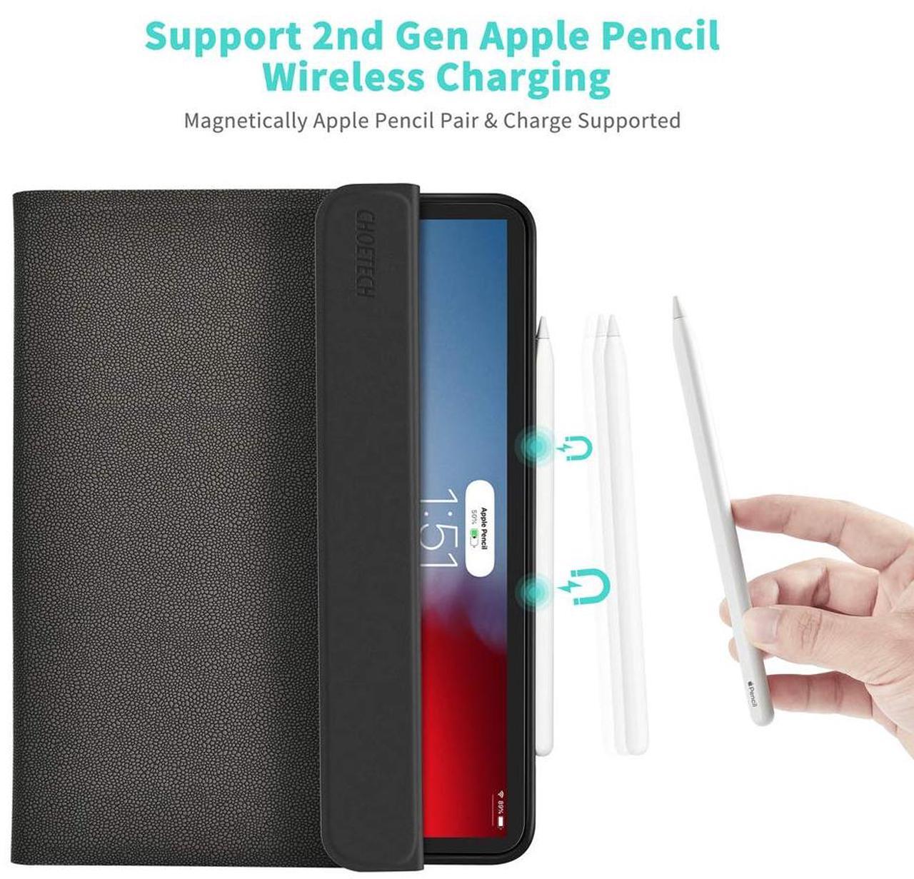 Alt view image 2 of 7 - iPad Pro 12.9 inch 2018 Keyboard Case - Support Apple Pencil Charging - Magnetic Wireless Bluetooth Keyboard Flip PU Case Full Protective Folio Stand Cover Auto Sleep Wake