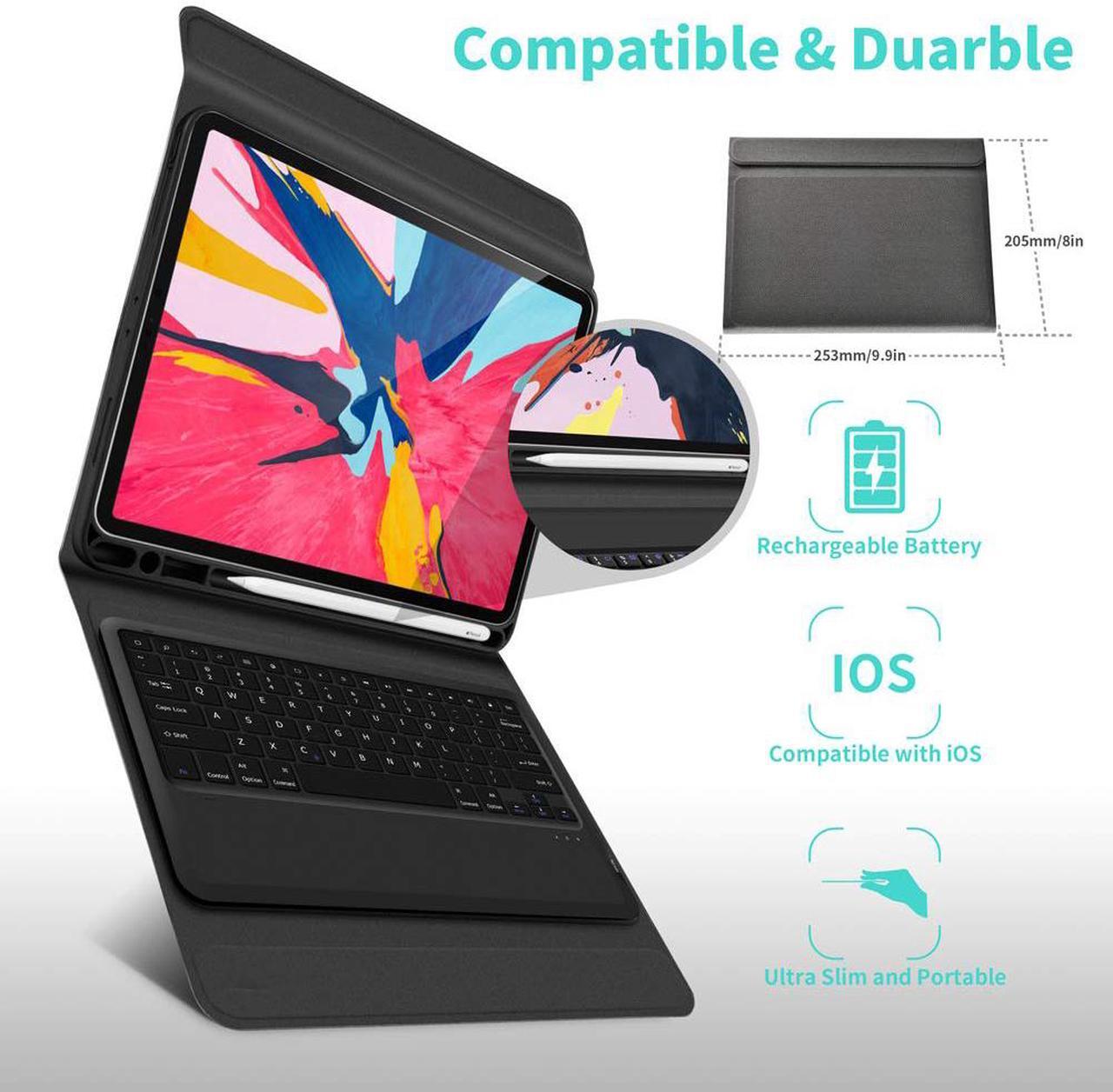 Alt view image 4 of 7 - iPad Pro 12.9 inch 2018 Keyboard Case - Support Apple Pencil Charging - Magnetic Wireless Bluetooth Keyboard Flip PU Case Full Protective Folio Stand Cover Auto Sleep Wake