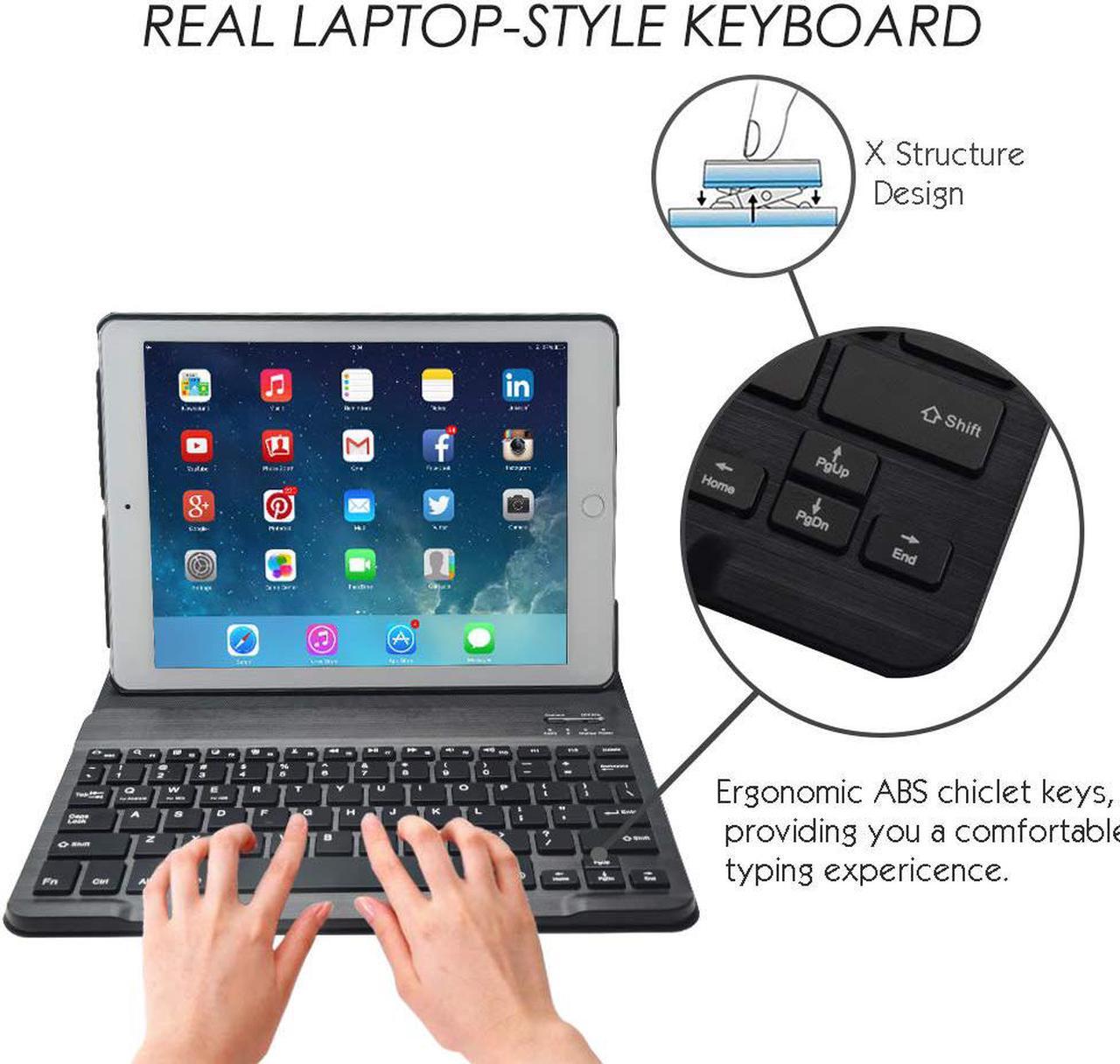 Alt view image 4 of 7 - Werleo Keyboard Case for Apple iPad 2 3 4 Folding Leather Folio Cover with Removable Bluetooth Keyboard for iPad 2 iPad 3 iPad 4 Tablet Black