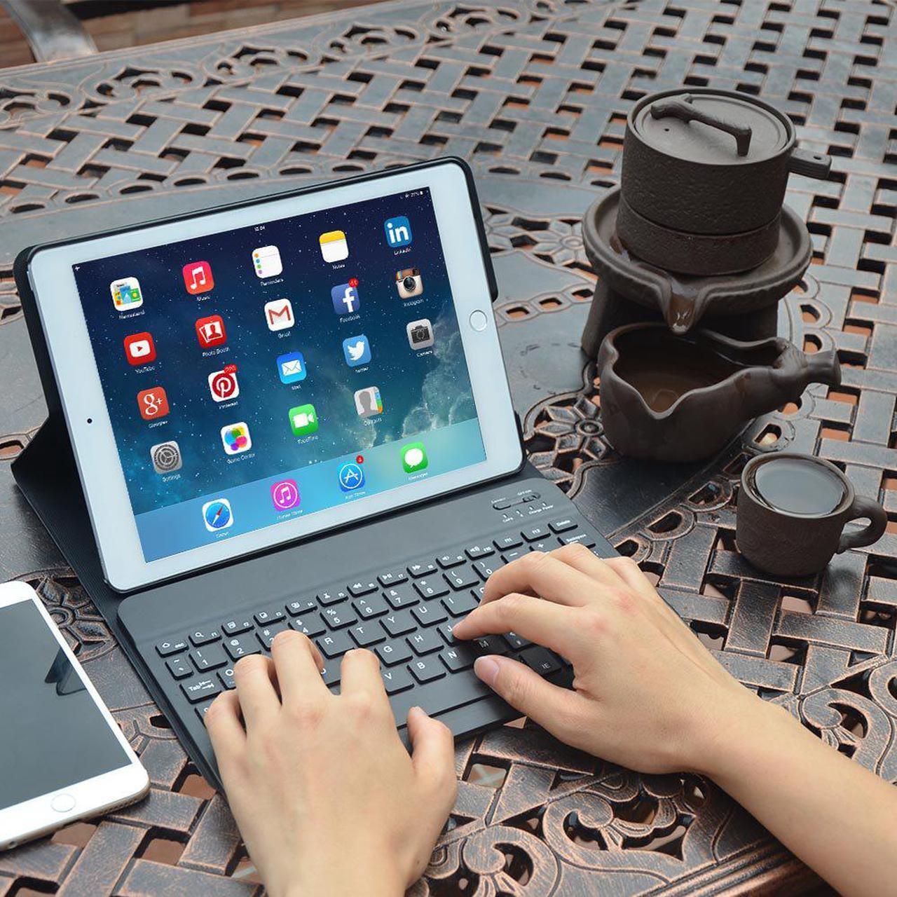 Alt view image 7 of 7 - Werleo Keyboard Case for Apple iPad 2 3 4 Folding Leather Folio Cover with Removable Bluetooth Keyboard for iPad 2 iPad 3 iPad 4 Tablet Black
