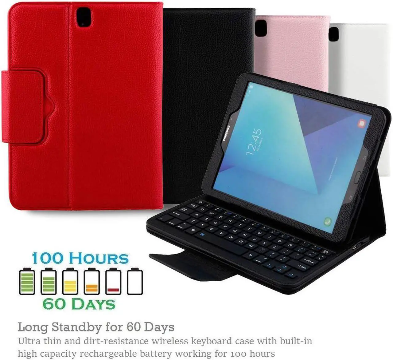 Alt view image 7 of 7 - Samsung Galaxy Tab S3 9.7 Keyboard Case Slim Separable Fit PU Leather Case Cover with Wireless Bluetooth Keyboard for Samsung Galaxy Tab S3 9.7 Inch SM-T820 T825