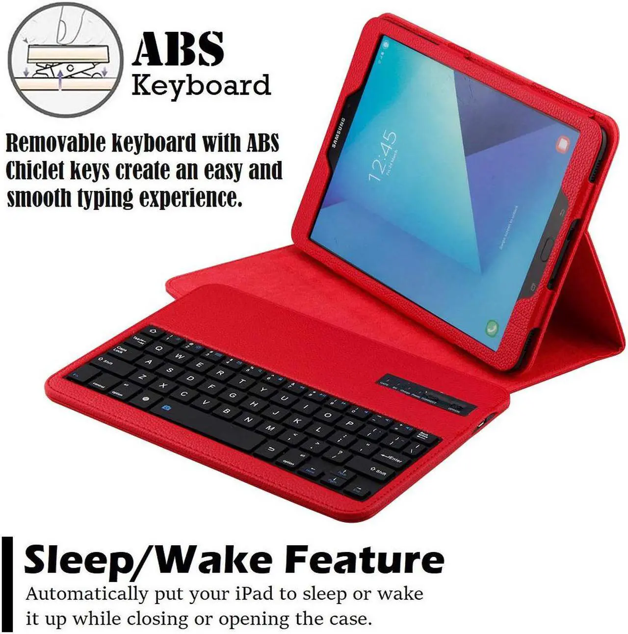 Alt view image 2 of 7 - Samsung Galaxy Tab S3 9.7 Keyboard Case Slim Separable Fit PU Leather Case Cover with Wireless Bluetooth Keyboard for Samsung Galaxy Tab S3 9.7 Inch SM-T820 T825
