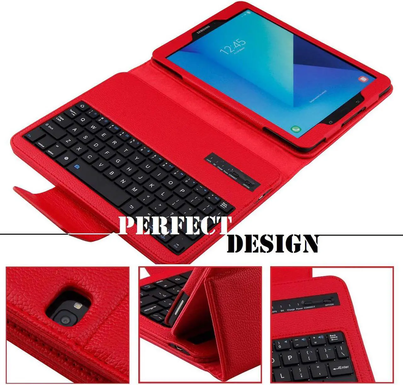 Alt view image 4 of 7 - Samsung Galaxy Tab S3 9.7 Keyboard Case Slim Separable Fit PU Leather Case Cover with Wireless Bluetooth Keyboard for Samsung Galaxy Tab S3 9.7 Inch SM-T820 T825