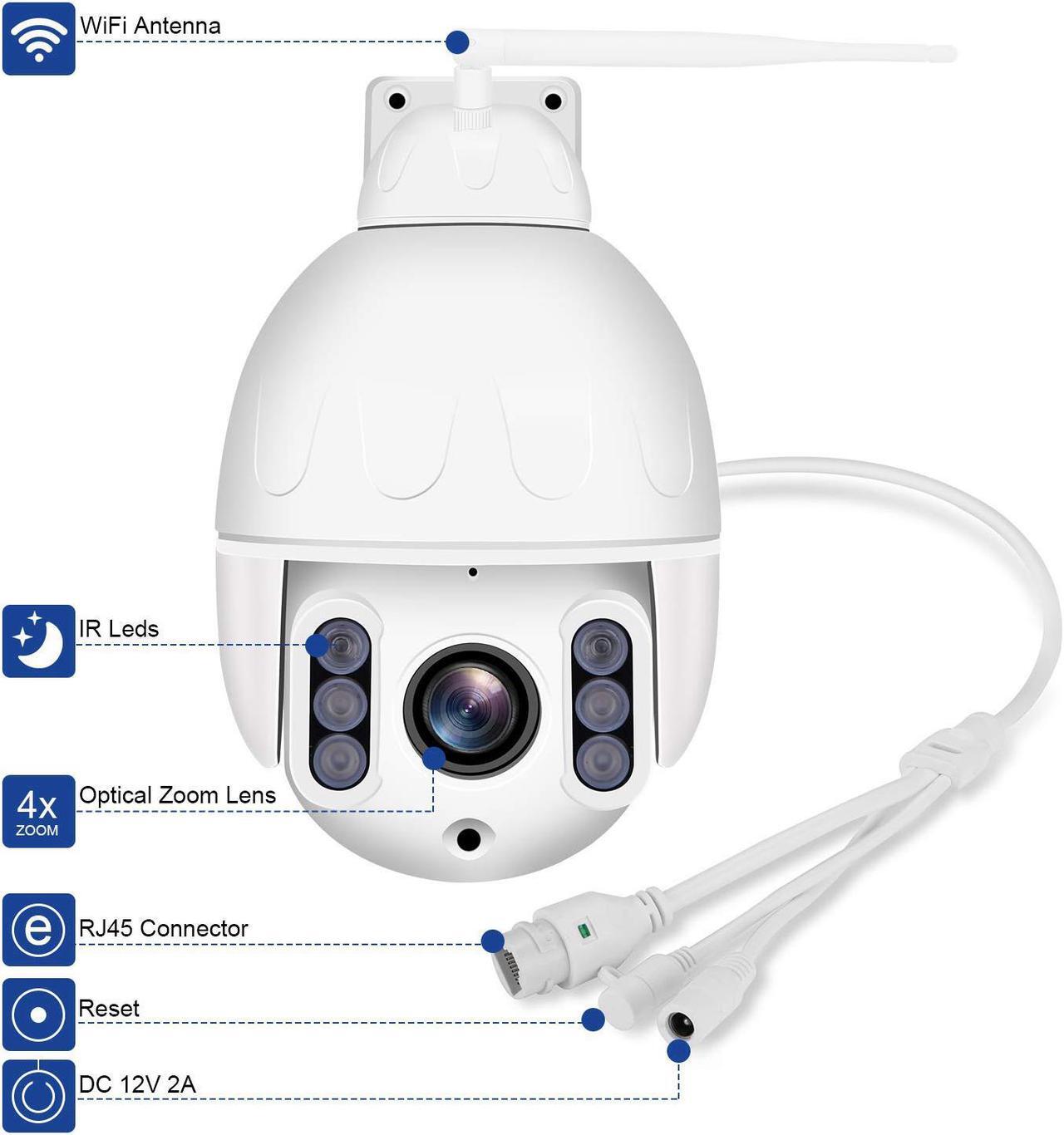 Alt view image 3 of 7 - Werleo Mini 1080P Outdoor WiFi Security Camera 4X Optical PTZ Auto Focus 30m Night Vision 150° Viewing Angle External SD Card Slot IP65 Weatherproof