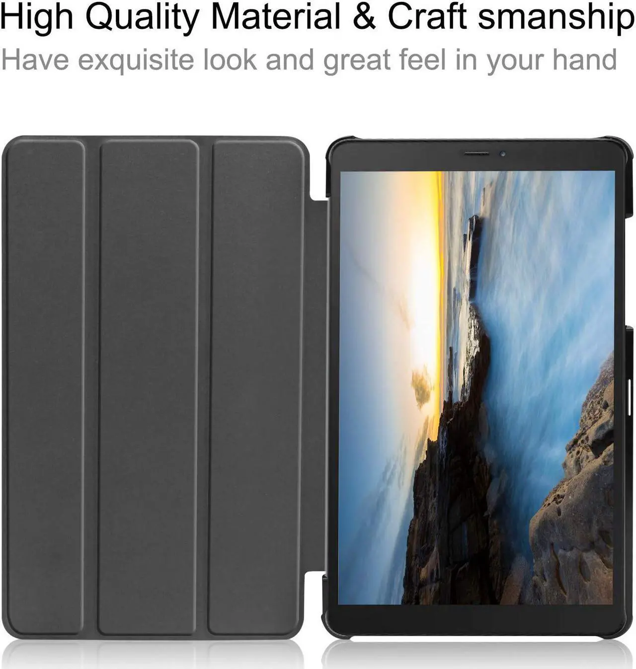Alt view image 3 of 7 - Compatible with Samsung Galaxy Tab A 8.0 2019 Case SM-T290 / T295 / T297 Shockproof Folio Stand Cover PU Leather Holster Tablet Protective Case with Kickstand