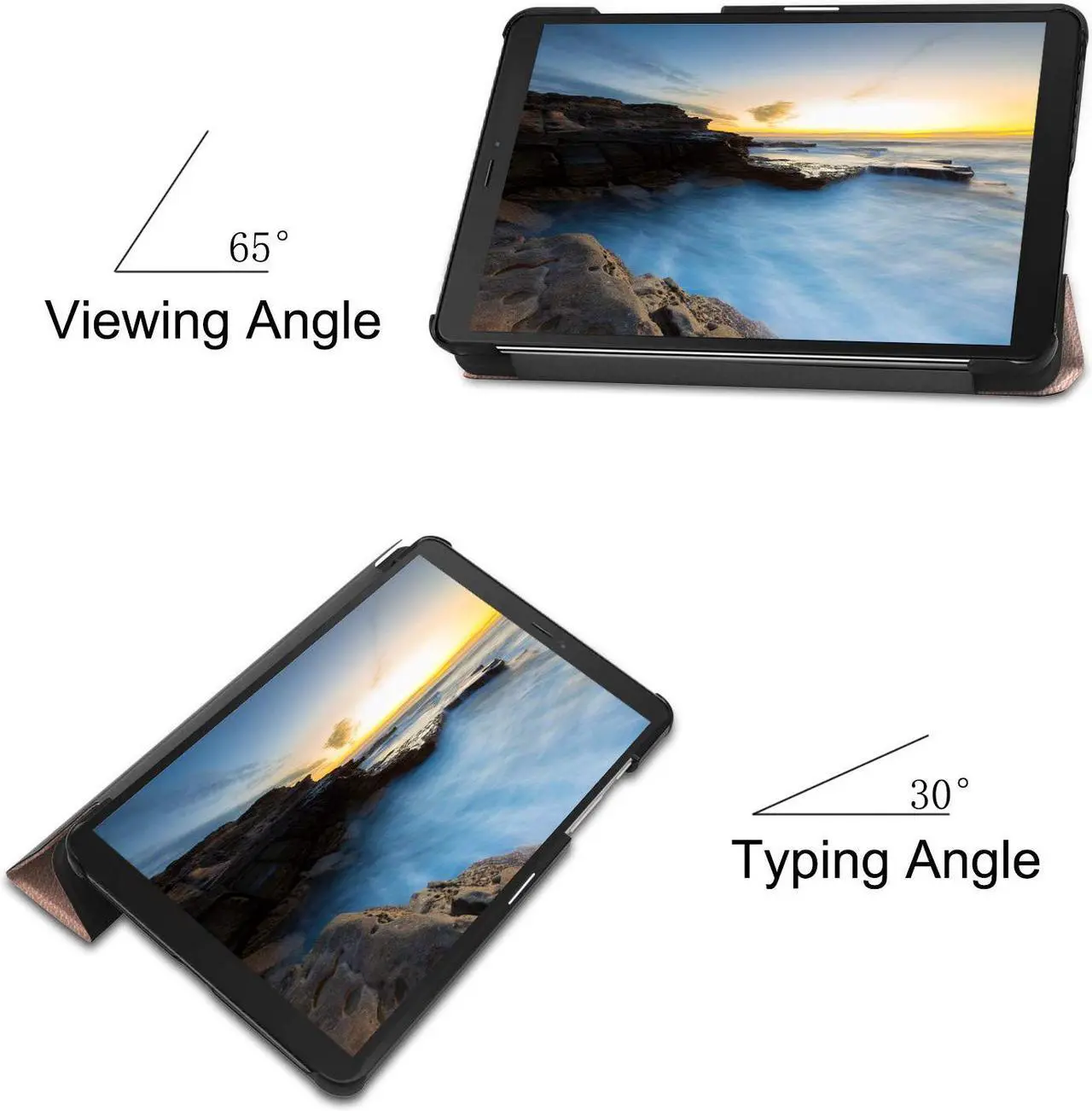 Alt view image 4 of 7 - Compatible with Samsung Galaxy Tab A 8.0 2019 Case SM-T290 / T295 / T297 Shockproof Folio Stand Cover PU Leather Holster Tablet Protective Case with Kickstand