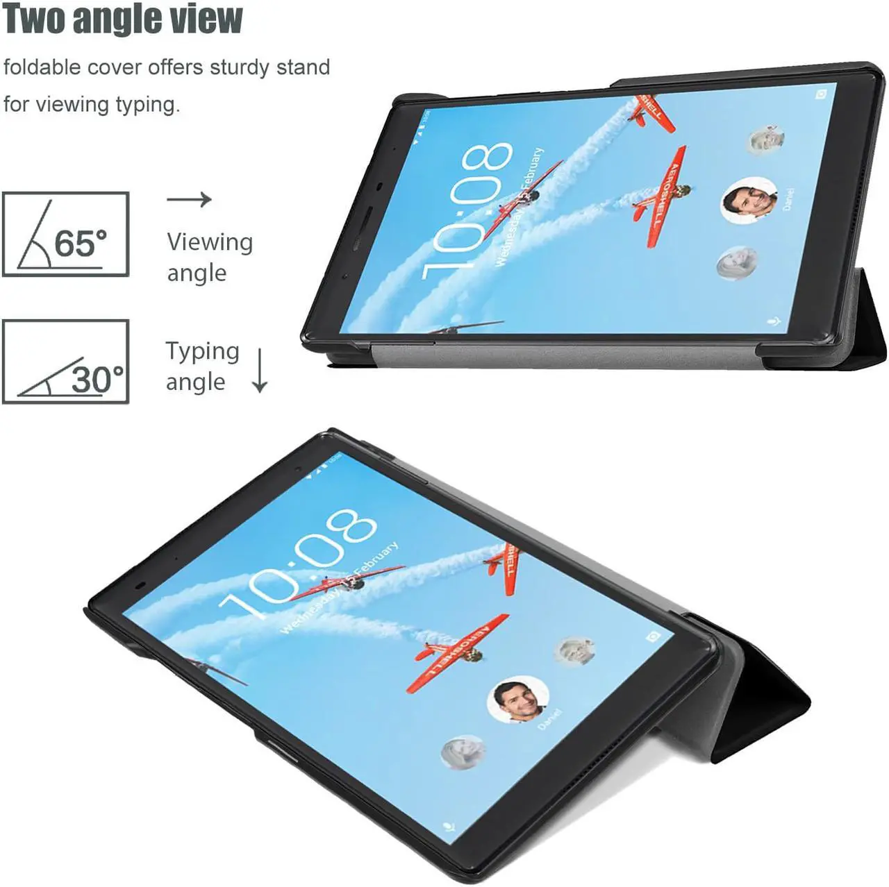 Alt view image 5 of 7 - Protective Case For Lenovo Tab 7 Essential / Tab4 7 Essential - Ultra-Thin Custer PU Leather Case Shell Hard Cover for Lenovo Tab 7 Essential TB-7304F TB-7304I TB-7304X
