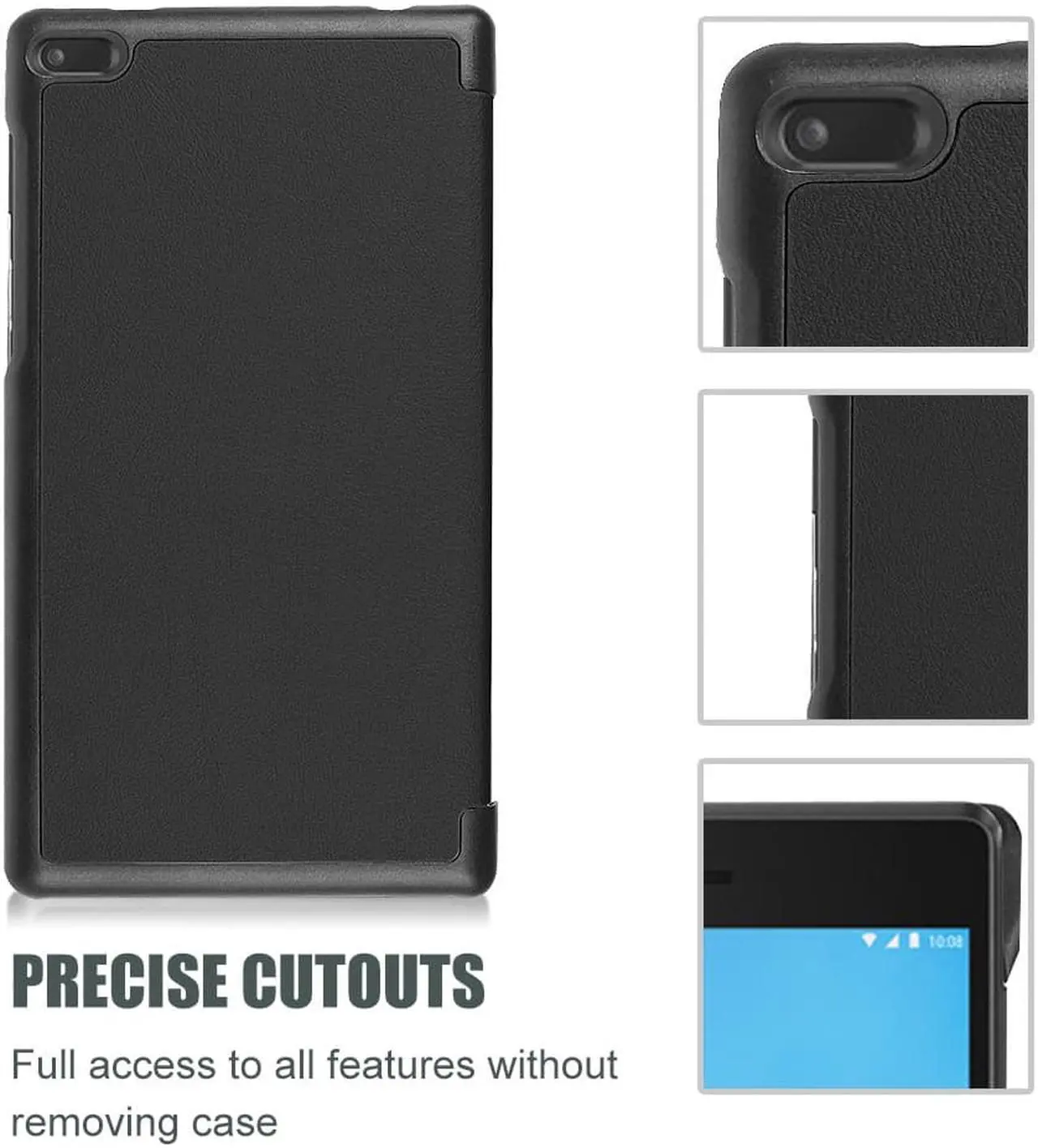 Alt view image 6 of 7 - Protective Case For Lenovo Tab 7 Essential / Tab4 7 Essential - Ultra-Thin Custer PU Leather Case Shell Hard Cover for Lenovo Tab 7 Essential TB-7304F TB-7304I TB-7304X