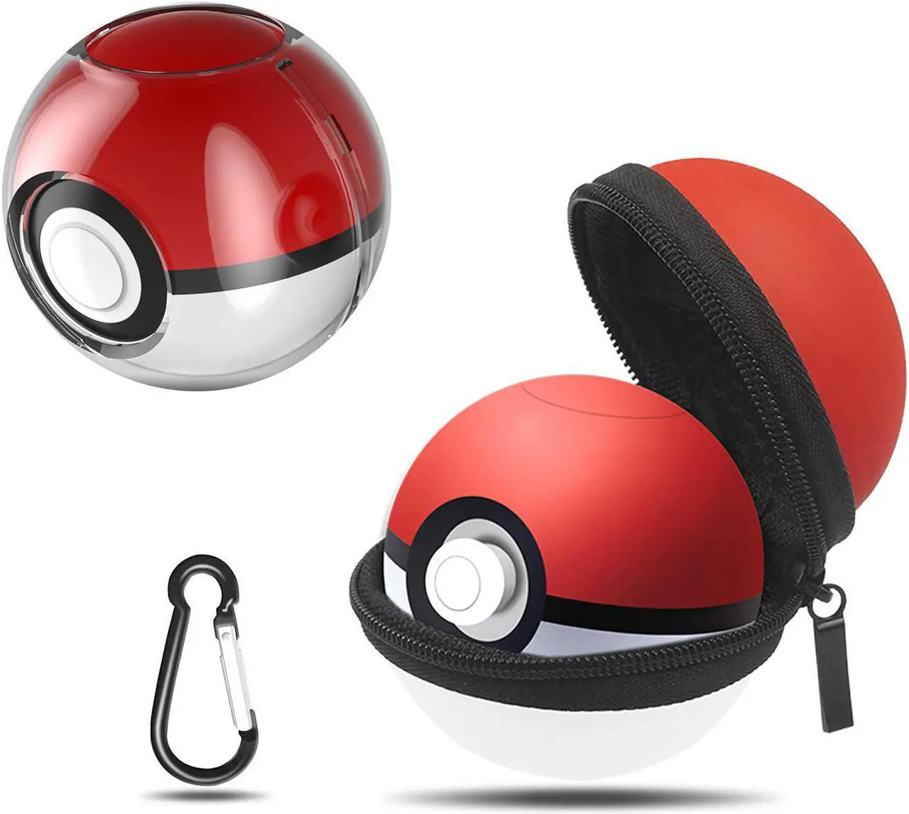 Main image of WERLEO Protective Cover Case Cover for Pokeball Plus Controller Poke Ball Plus Pikachu Eevee Carrying Case Bag ( Red Bag+ Clear case )