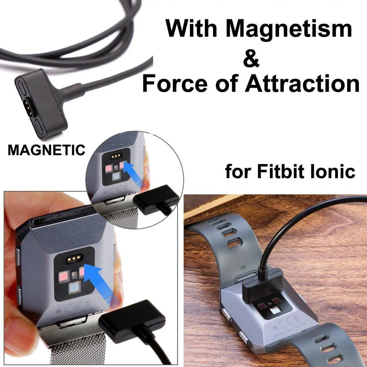 Alt view image 3 of 7 - WERLEO Compatible Fitbit Ionic Charging Cable 2 Pack Replacement USB Charger Charging Cable Adapter Compatible Fitbit Ionic Smartwatch - 3 feet Sturdy Fitbit Ionic Power Charging Cord