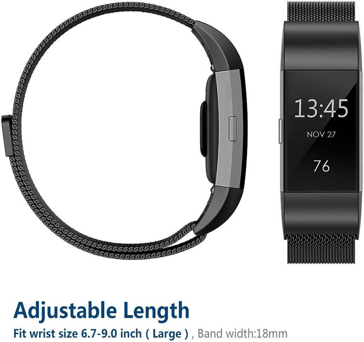 Alt view image 2 of 7 - Werleo  Compatible for Fitbit Charge 2 Band Small / Large Replacement Milanese Band Strap with Magnetic Closure Clasp for Fitbit Charge 2