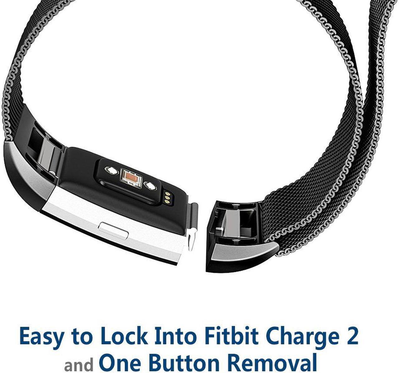 Alt view image 7 of 7 - Werleo  Compatible for Fitbit Charge 2 Band Small / Large Replacement Milanese Band Strap with Magnetic Closure Clasp for Fitbit Charge 2