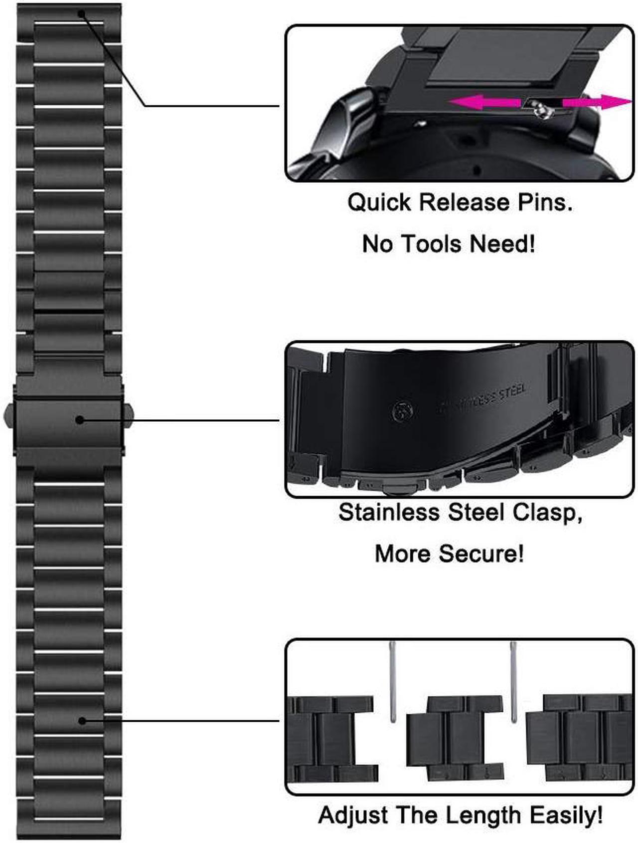 Alt view image 3 of 7 - Metal Bands Compatible Galaxy Watch 46mm / Gear S3 Frontier / Classic Watch Band 22mm Stainless Steel Replacement Bracelet Wrist Strap for Galaxy Watch 46mm SM-R800 / Gear S3 Smartwatch
