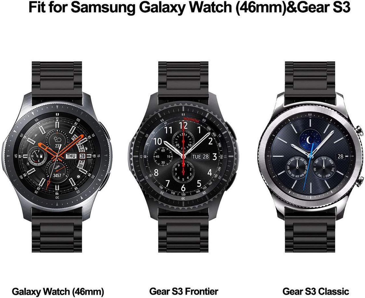 Alt view image 2 of 7 - Metal Bands Compatible Galaxy Watch 46mm / Gear S3 Frontier / Classic Watch Band 22mm Stainless Steel Replacement Bracelet Wrist Strap for Galaxy Watch 46mm SM-R800 / Gear S3 Smartwatch