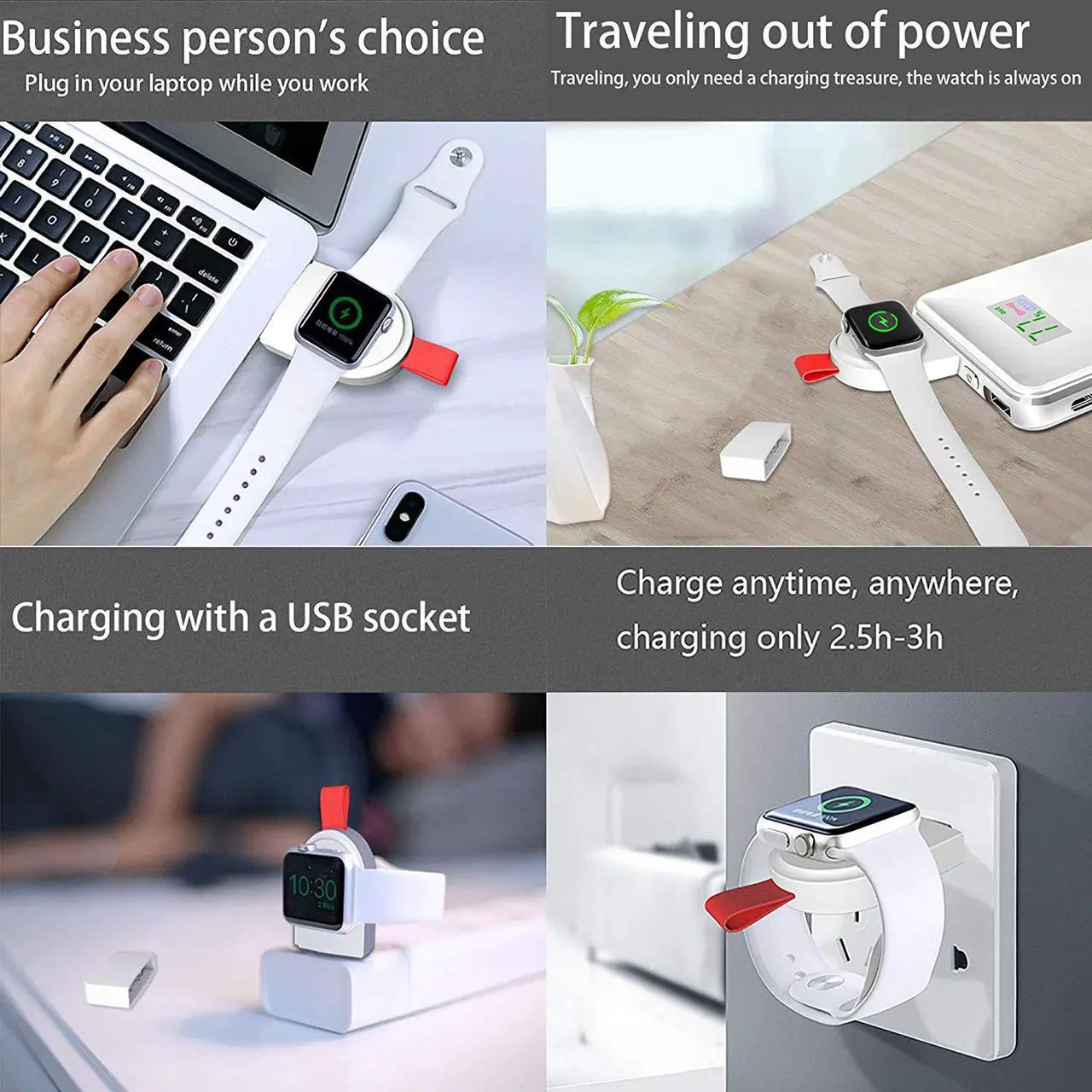 Alt view image 7 of 7 - Watch Charger for Apple Magnetic Portable Wireless iWatch Charger Compatible for Apple Watch Series 1 2 3 4 in 38mm 40mm 42mm 44mm