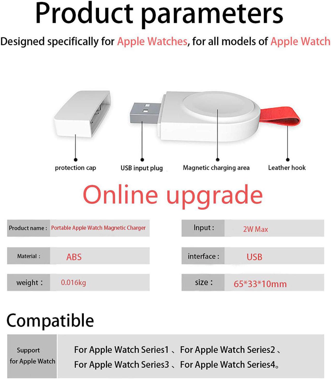 Alt view image 6 of 7 - Watch Charger for Apple Magnetic Portable Wireless iWatch Charger Compatible for Apple Watch Series 1 2 3 4 in 38mm 40mm 42mm 44mm