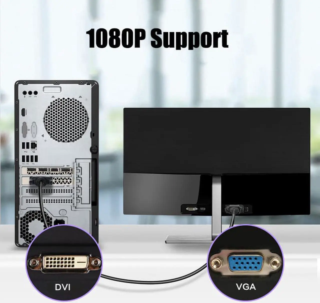 Alt view image 5 of 7 - 6FT Active DVI to VGA Cable DVI 24+1 DVI-D M to VGA Male With Chip Active Adapter Converter Cable for PC DVD Monitor HDTV