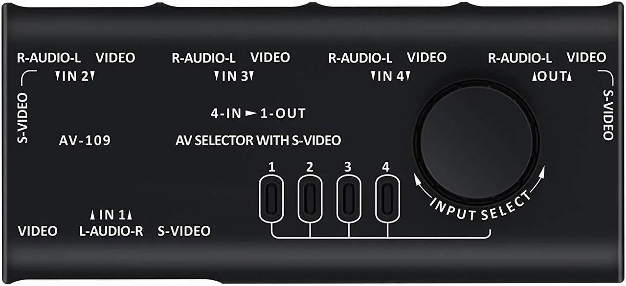 Alt view image 3 of 7 - AV RCA Switch WERLEO 4 in 1 AV Audio Video Signal Switcher Splitter S-Video Selector with RCA Cable for Xbox PS2 PS3 Wii DVD TV