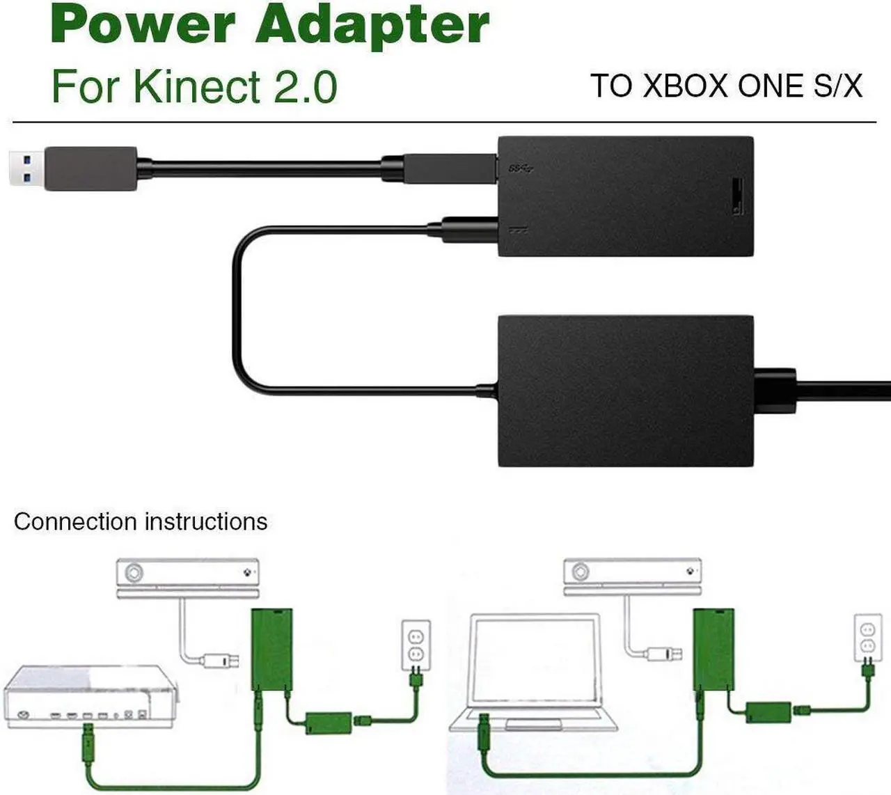 Alt view image 2 of 7 - Xbox Kinect Adapter for Xbox One S / Xbox One X kinect 2.0 Sensor For Windows 8 / 8.1 / 10 Power AC Adapter PC Development Kit