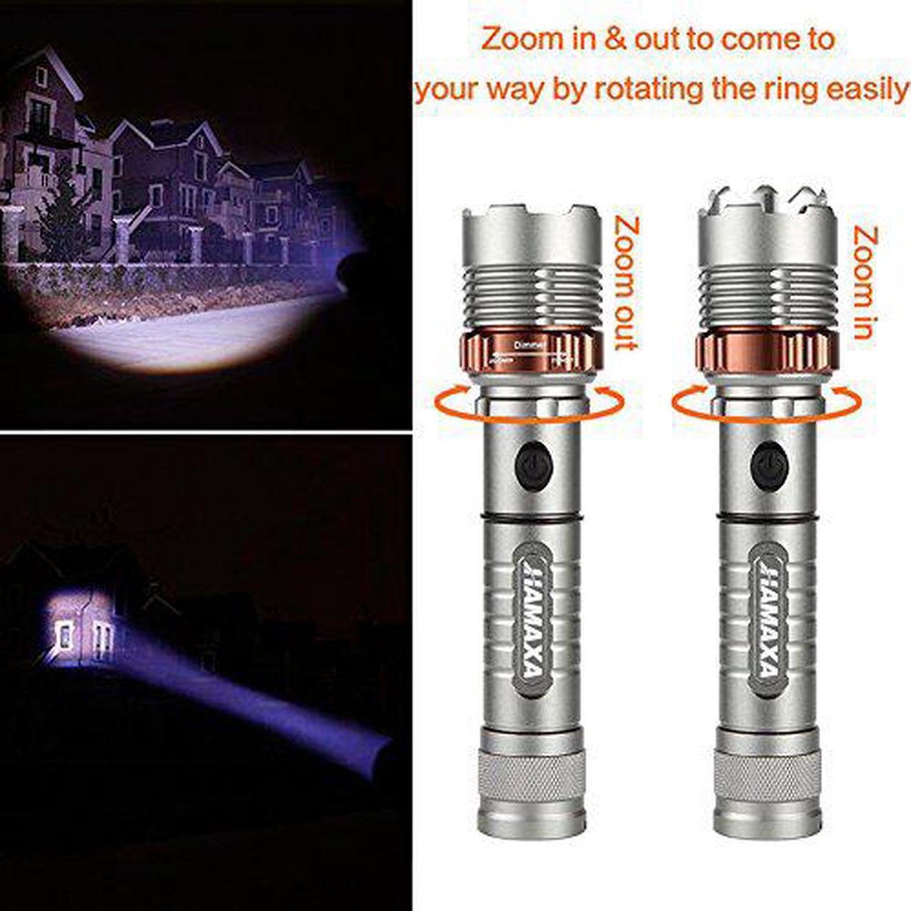Alt view image 3 of 6 - WERLEO Super Bright LED Flashlight 1000 Lumens Cree XML T6 Water Resistant Focus Zoom Flashlight Torch Rechargeable Handheld LED Light Lamp with 18650 Battery and Charger for Hiking Camping Emergency
