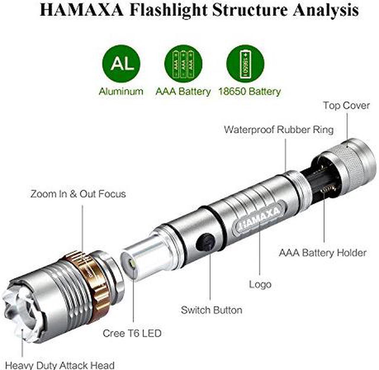 Alt view image 2 of 6 - WERLEO Super Bright LED Flashlight 1000 Lumens Cree XML T6 Water Resistant Focus Zoom Flashlight Torch Rechargeable Handheld LED Light Lamp with 18650 Battery and Charger for Hiking Camping Emergency