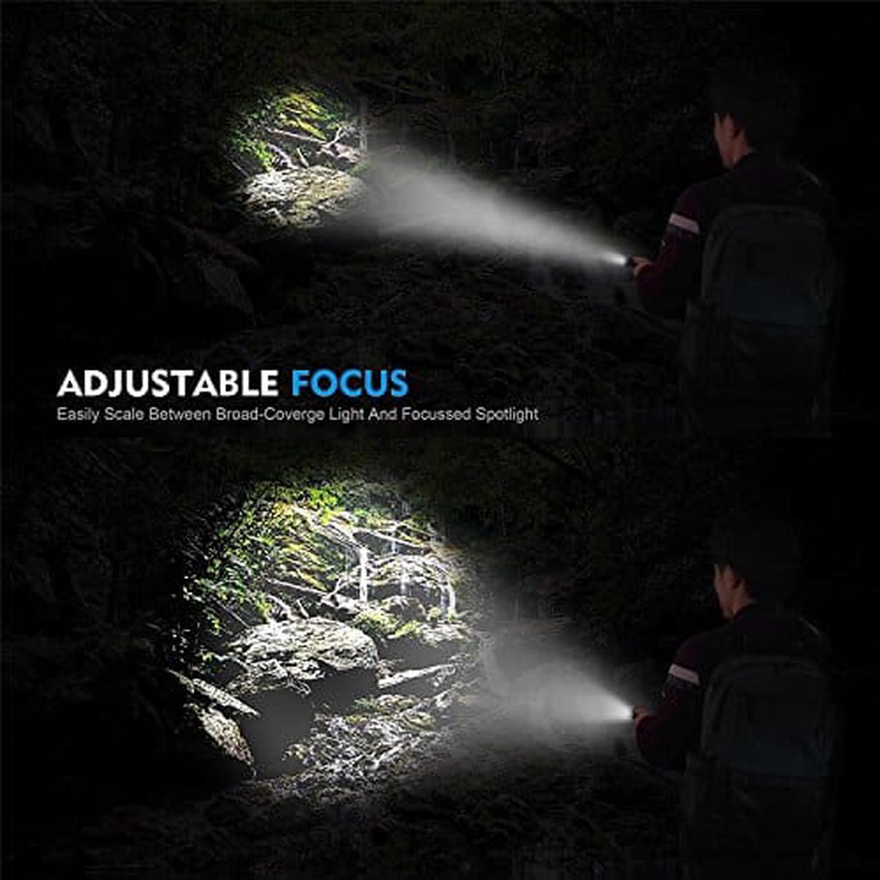 Alt view image 6 of 6 - WERLEO Super Bright LED Flashlight 1000 Lumens Cree XML T6 Water Resistant Focus Zoom Flashlight Torch Rechargeable Handheld LED Light Lamp with 18650 Battery and Charger for Hiking Camping Emergency