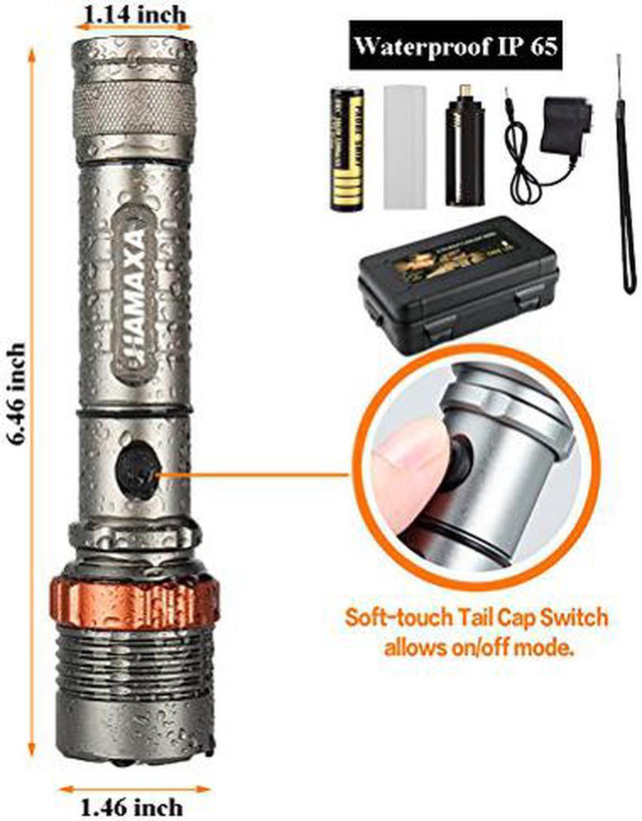 Alt view image 4 of 6 - WERLEO Super Bright LED Flashlight 1000 Lumens Cree XML T6 Water Resistant Focus Zoom Flashlight Torch Rechargeable Handheld LED Light Lamp with 18650 Battery and Charger for Hiking Camping Emergency