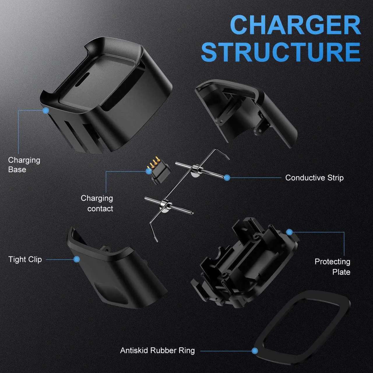 Alt view image 5 of 7 - Werleo Compatible with Fitbit Versa 2 Charger 2-Pack Replacement USB Charging Cable Dock for Versa 2 Smart Watch 3FT