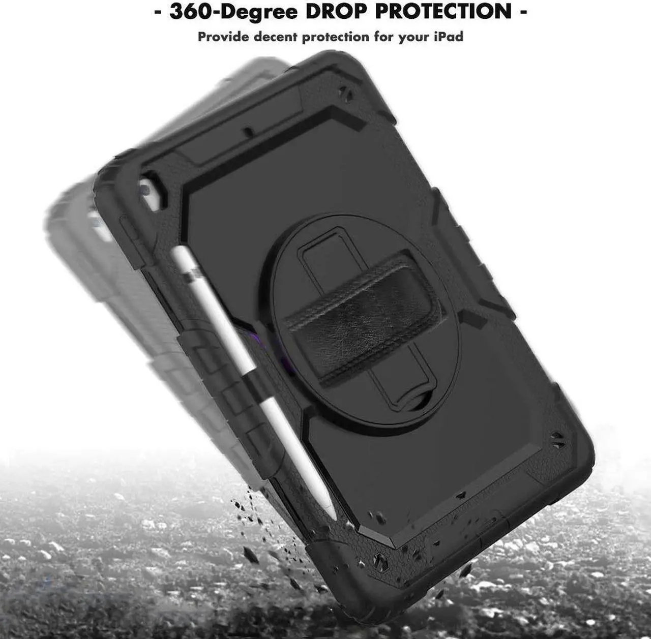 Alt view image 2 of 7 - New iPad 10.2 2019 Case [Built-in Screen Protector] 3 Layer Heavy Duty Shockproof Rugged Protective Cover with Hand and Shoulder Straps for iPad 7th Generation 2019 Case 10.2 inch