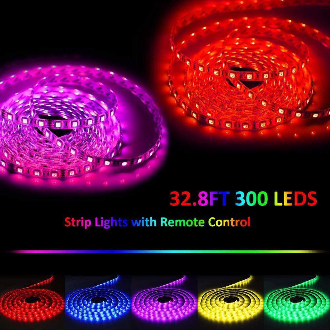 Alt view image 5 of 7 - Werleo LED Strip Lights 600 Led 32.8ft RGB 5050 LED Light Stripe 16 Color Changing 4 Modes Dimmable Led Stripe Lights with Remote 12V Stripe Light for Indoor and Outdoor Decoration